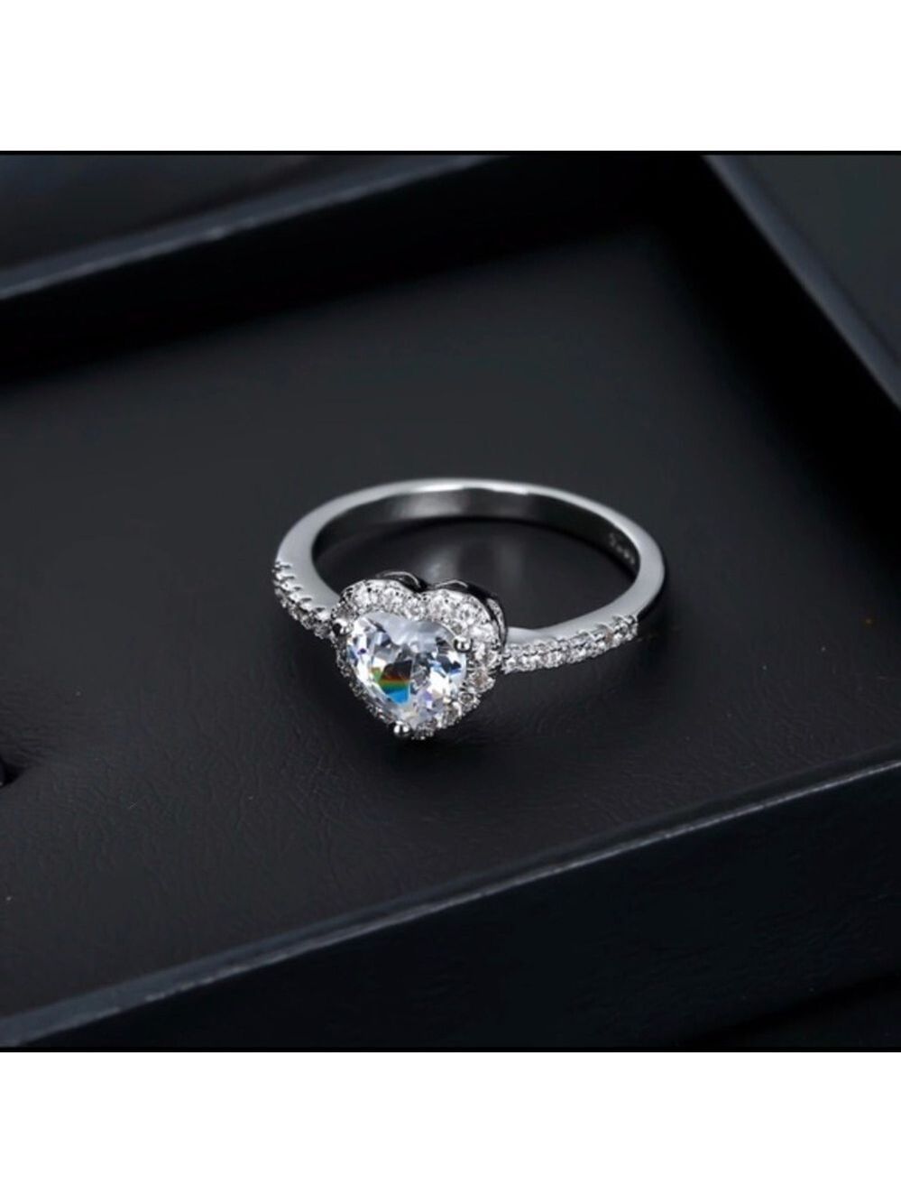 Silver Rhinestone Heart Promise Ring - Picture 2 of 3